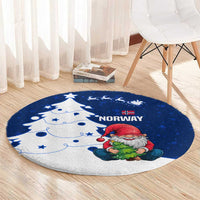 Norway Christmas Round Carpet with Nordic Gnome Santa White Tree and Snowflake - Wonder Print Shop