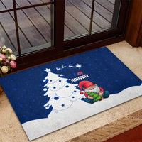 Norway Christmas Rubber Doormat with Nordic Gnome Santa White Tree and Snowflake - Wonder Print Shop