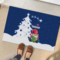 Norway Christmas Rubber Doormat with Nordic Gnome Santa White Tree and Snowflake - Wonder Print Shop