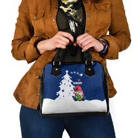 Norway Christmas Shoulder Handbag with Nordic Gnome Santa White Tree and Snowflake - Wonder Print Shop