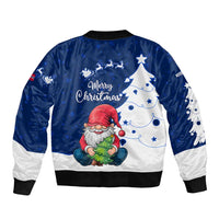Norway Christmas Sleeve Zip Bomber Jacket with Nordic Gnome Santa White Tree and Snowflake - Wonder Print Shop