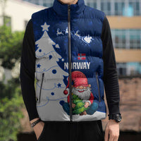 Norway Christmas Sleeveless Puffer Jacket with Nordic Gnome Santa White Tree and Snowflake - Wonder Print Shop