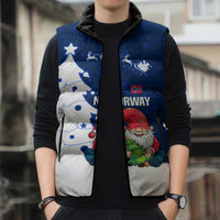 Norway Christmas Sleeveless Puffer Jacket with Nordic Gnome Santa White Tree and Snowflake - Wonder Print Shop
