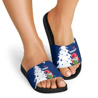 Norway Christmas Slide Sandals with Nordic Gnome Santa White Tree and Snowflake - Wonder Print Shop