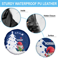 Norway Christmas Spare Tire Cover with Nordic Gnome Santa White Tree and Snowflake - Wonder Print Shop