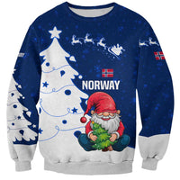 Norway Christmas Sweatshirt with Nordic Gnome Santa White Tree and Snowflake - Wonder Print Shop