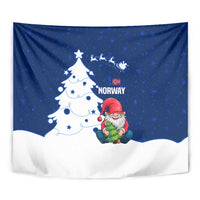 Norway Christmas Tapestry with Nordic Gnome Santa White Tree and Snowflake - Wonder Print Shop