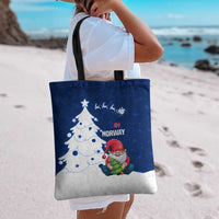Norway Christmas Tote Bag with Nordic Gnome Santa White Tree and Snowflake - Wonder Print Shop