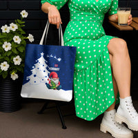 Norway Christmas Tote Bag with Nordic Gnome Santa White Tree and Snowflake - Wonder Print Shop