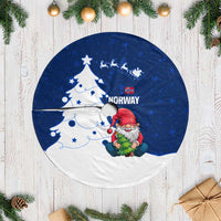 Norway Christmas Tree Skirt with Nordic Gnome Santa White Tree and Snowflake - Wonder Print Shop