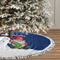 Norway Christmas Tree Skirt with Nordic Gnome Santa White Tree and Snowflake - Wonder Print Shop
