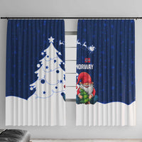 Norway Christmas Window Curtain with Nordic Gnome Santa White Tree and Snowflake - Wonder Print Shop