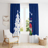 Norway Christmas Window Curtain with Nordic Gnome Santa White Tree and Snowflake - Wonder Print Shop