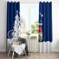 Norway Christmas Window Curtain with Nordic Gnome Santa White Tree and Snowflake - Wonder Print Shop