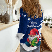 Norway Christmas Women Casual Shirt with Nordic Gnome Santa White Tree and Snowflake - Wonder Print Shop