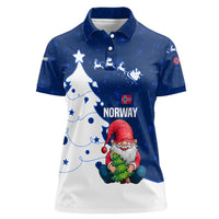 Norway Christmas Women Polo Shirt with Nordic Gnome Santa White Tree and Snowflake - Wonder Print Shop
