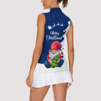 Norway Christmas Women Sleeveless Polo Shirt with Nordic Gnome Santa White Tree and Snowflake - Wonder Print Shop
