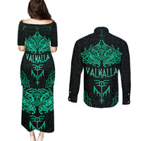 Viking Couples Matching Puletasi Dress and Long Sleeve Button Shirts Valhalla's Eternal Glory - Wonder Print Shop