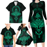 Viking Family Matching Long Sleeve Bodycon Dress and Hawaiian Shirt Valhalla's Eternal Glory - Wonder Print Shop