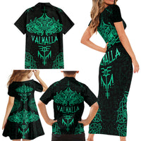 Viking Family Matching Short Sleeve Bodycon Dress and Hawaiian Shirt Valhalla's Eternal Glory - Wonder Print Shop