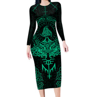 Viking Long Sleeve Bodycon Dress Valhalla's Eternal Glory - Wonder Print Shop