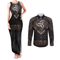 Legendary Viking Armor Couples Matching Tank Maxi Dress and Long Sleeve Button Shirts Triple Horn Saga - Wonder Print Shop