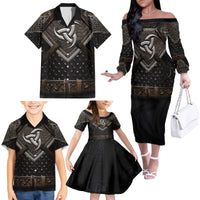 Legendary Viking Armor Family Matching Off Shoulder Long Sleeve Dress and Hawaiian Shirt Triple Horn Saga - Wonder Print Shop