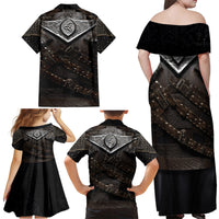 Legendary Viking Armor Family Matching Off Shoulder Maxi Dress and Hawaiian Shirt Triple Horn Saga - Wonder Print Shop