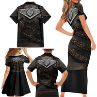 Legendary Viking Armor Family Matching Short Sleeve Bodycon Dress and Hawaiian Shirt Triple Horn Saga - Wonder Print Shop