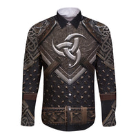 Legendary Viking Armor Long Sleeve Button Shirt Triple Horn Saga - Wonder Print Shop