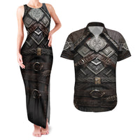 Viking Warrior Armor Couples Matching Tank Maxi Dress and Hawaiian Shirt Fenrir Wolf Symbol - Wonder Print Shop