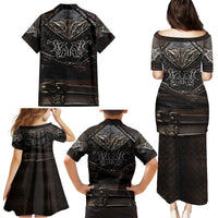 Viking Warrior Armor Family Matching Puletasi Dress and Hawaiian Shirt Fenrir Wolf Symbol - Wonder Print Shop