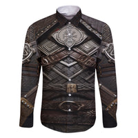 Viking Warrior Armor Family Matching Short Sleeve Bodycon Dress and Hawaiian Shirt Fenrir Wolf Symbol - Wonder Print Shop