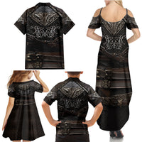 Viking Warrior Armor Family Matching Summer Maxi Dress and Hawaiian Shirt Fenrir Wolf Symbol - Wonder Print Shop