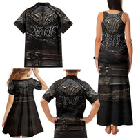 Viking Warrior Armor Family Matching Tank Maxi Dress and Hawaiian Shirt Fenrir Wolf Symbol - Wonder Print Shop