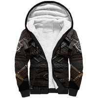 Viking Warrior Armor Sherpa Hoodie Fenrir Wolf Symbol - Wonder Print Shop