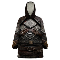 Viking Warrior Armor Wearable Blanket Hoodie Fenrir Wolf Symbol - Wonder Print Shop