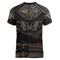 Viking Warrior Armor Women V Neck T Shirt Fenrir Wolf Symbol - Wonder Print Shop