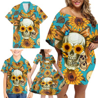 She Is Sunshine Mixed With A Little Hurricane Family Matching Off Shoulder Short Dress and Hawaiian Shirt - Wonder Print Shop