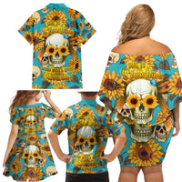She Is Sunshine Mixed With A Little Hurricane Family Matching Off Shoulder Short Dress and Hawaiian Shirt - Wonder Print Shop