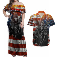 America Live It Love it Or Get the Hell Out Couples Matching Off Shoulder Maxi Dress and Hawaiian Shirt - Wonder Print Shop
