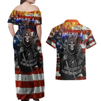 America Live It Love it Or Get the Hell Out Couples Matching Off Shoulder Maxi Dress and Hawaiian Shirt - Wonder Print Shop