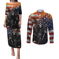 America Live It Love it Or Get the Hell Out Couples Matching Puletasi Dress and Long Sleeve Button Shirts - Wonder Print Shop
