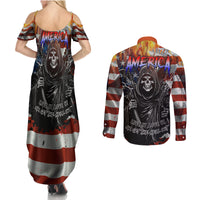 America Live It Love it Or Get the Hell Out Couples Matching Summer Maxi Dress and Long Sleeve Button Shirts - Wonder Print Shop