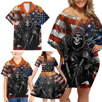 America Live It Love it Or Get the Hell Out Family Matching Off Shoulder Short Dress and Hawaiian Shirt - Wonder Print Shop