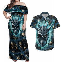 Welcome To The Dark Side Couples Matching Off Shoulder Maxi Dress and Hawaiian Shirt - Wonder Print Shop