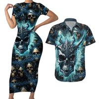 Welcome To The Dark Side Couples Matching Short Sleeve Bodycon Dress and Hawaiian Shirt - Wonder Print Shop