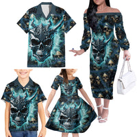 Welcome To The Dark Side Family Matching Off Shoulder Long Sleeve Dress and Hawaiian Shirt - Wonder Print Shop
