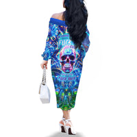 Be Careful Who You F Over Some Of Us F Back Family Matching Off Shoulder Long Sleeve Dress and Hawaiian Shirt - Wonder Print Shop