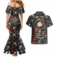 I Talk I Smile I Laugh Too But Be Care Ful When I'm Silent Couples Matching Mermaid Dress and Hawaiian Shirt - Wonder Print Shop